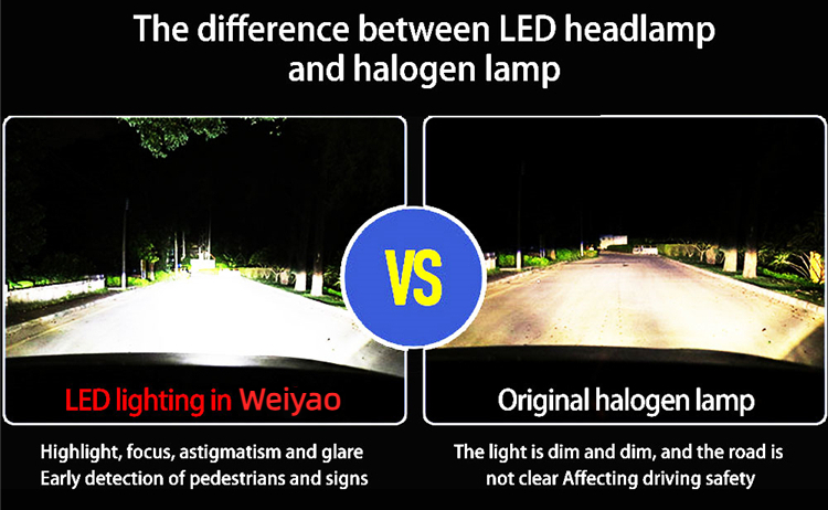 diferencia entre el faro LED y la lámpara halógena