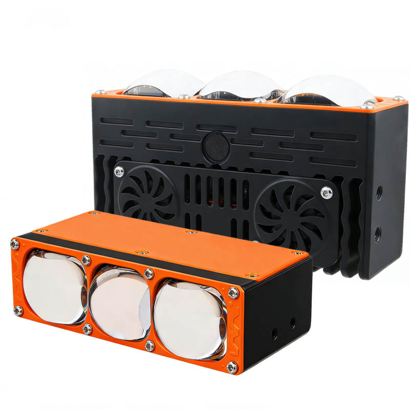 85W 3 lentes Bi Led proyector luces de parrilla de coche haz alto y bajo doble ventilador de refrigeración luces de parrilla delantera luces auxiliares para camión vehículo todoterreno SUV