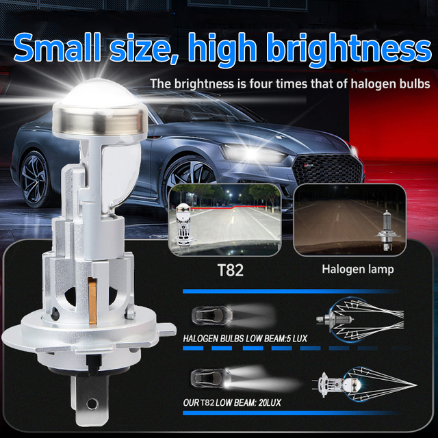 Serie T82 | 24W 3000LM ¡Conectar y usar 1:! Bombillas de faros LED para proyector H7 inalámbrico de tamaño mini para coche