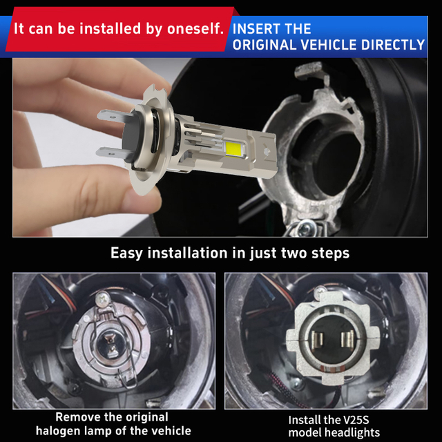 1: 1 Tamaño 70W 7000LM enchufe y reproduce la bombilla del faro de los faros del automóvil no polaridad H7 H7