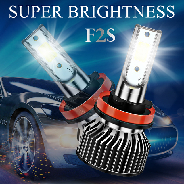 Serie F2S | Venta directa de fábrica de baja potencia 48W 4800LM COB Chip LED Bombillas para faros de coche