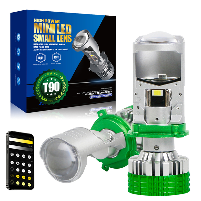 Cambio de color 6000K 4300K ​​3000K 3 Color Mini Proyector Proyector Bombas de faros LED con control remoto