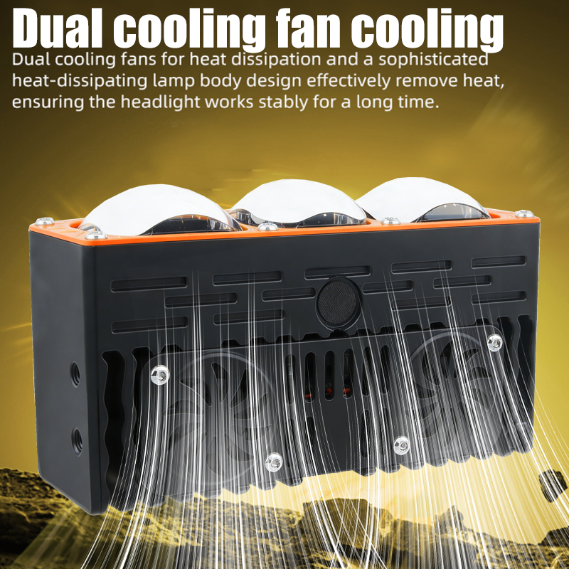 85W 3 lentes Bi Led proyector luces de parrilla de coche haz alto y bajo doble ventilador de refrigeración luces de parrilla delantera luces auxiliares para camión vehículo todoterreno SUV