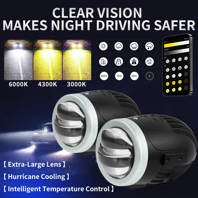 Cambio de color Cambio de 2 pulgadas Luz LED de niebla de lente BI de 2 pulgadas con control remoto