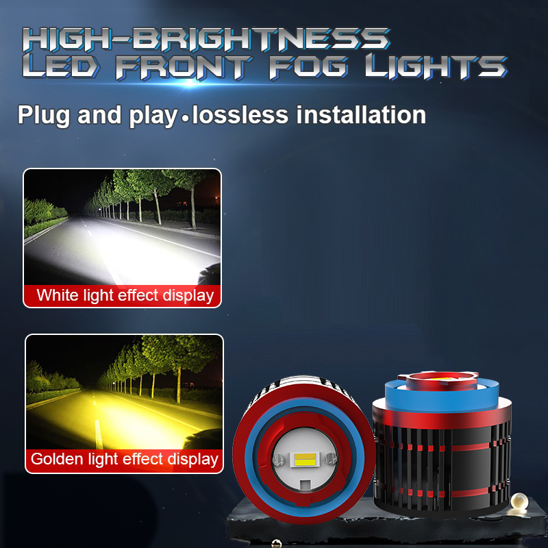 Bombillas LED antiniebla superbrillantes, doble ámbar, blanco, 24W, 3000LM, interruptor de Color, Plug and Play, minilámpara antiniebla delantera para Toyota