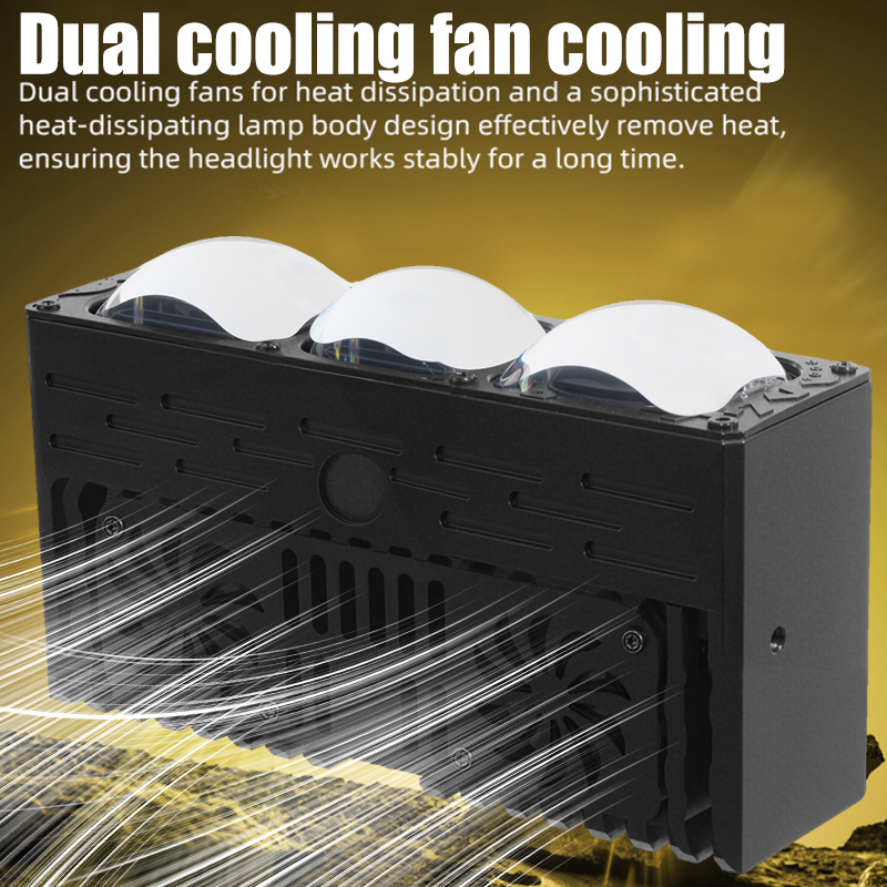 Accesorios para automóviles Luz LED de matriz Luz universal para parrilla de automóvil Luz alta y baja Lente láser doble Lente de proyector en forma de tres ojos Foco de parrilla