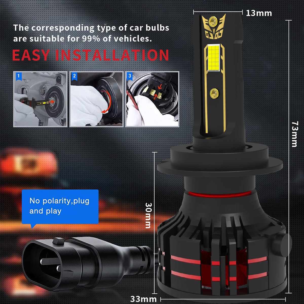 Serie C18 | Bombillas LED mejoradas de repuesto para faros delanteros, 6000K, blanco frío, 10000LM, 56W, Plug and Play, bombillas para coche