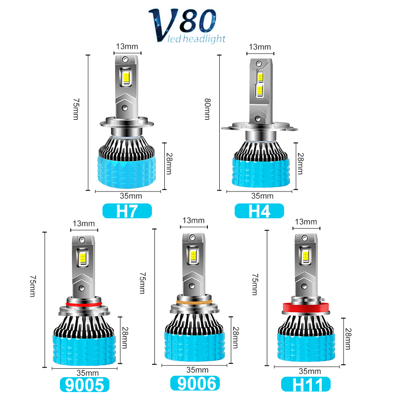 OEM ODM de alta potencia 180W doble tubo de cobre resistente al agua 12V-24V LED Bombillas de faros para coche