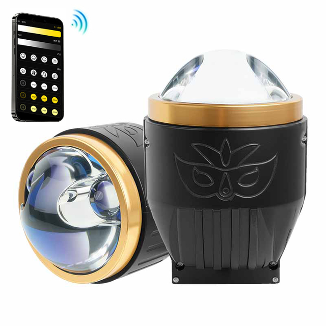 OEM/ODM 3 pulgadas Smart AI App controlado lente de proyector tricolor luz antiniebla haz alto bajo impermeable doble láser directo lámpara antiniebla LED