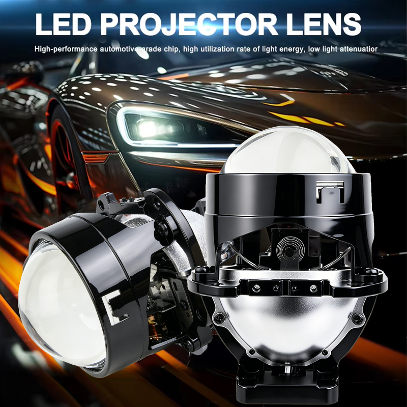 Lente de proyector Bi-LED superbrillante de 106W y 2,0 pulgadas, Kit de reequipamiento de faros delanteros de coche, lente de proyector LED de haz alto y bajo para accesorios de coche