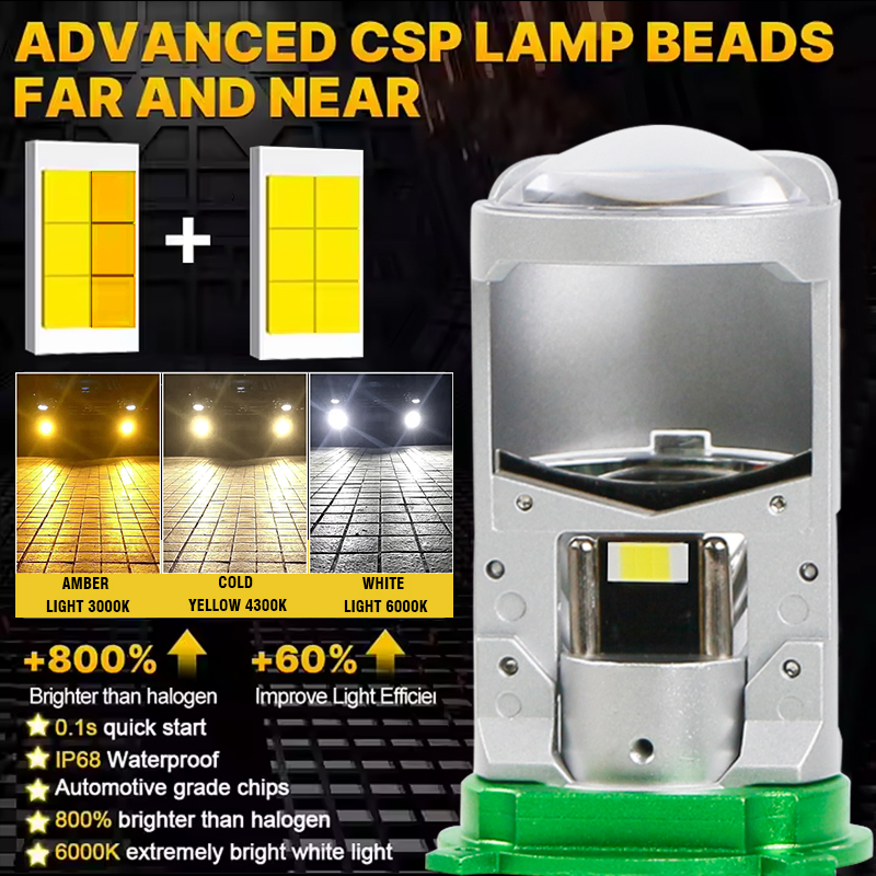 T90 SERIE TRICOLOR | 12V 6000K 4300K ​​3000K 3 Coloras LED Bombas con lente de proyector