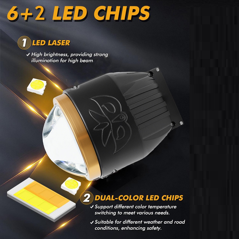 Venta al por mayor 3 pulgadas tricolor doble directo coche Bi láser LED proyector lente luz antiniebla 12V 75W para Toyota Honda lámpara antiniebla universal Retrofit