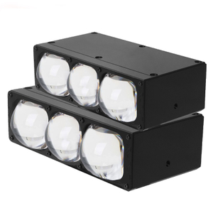 Accesorios para automóviles Luz LED de matriz Luz universal para parrilla de automóvil Luz alta y baja Lente láser doble Lente de proyector en forma de tres ojos Foco de parrilla