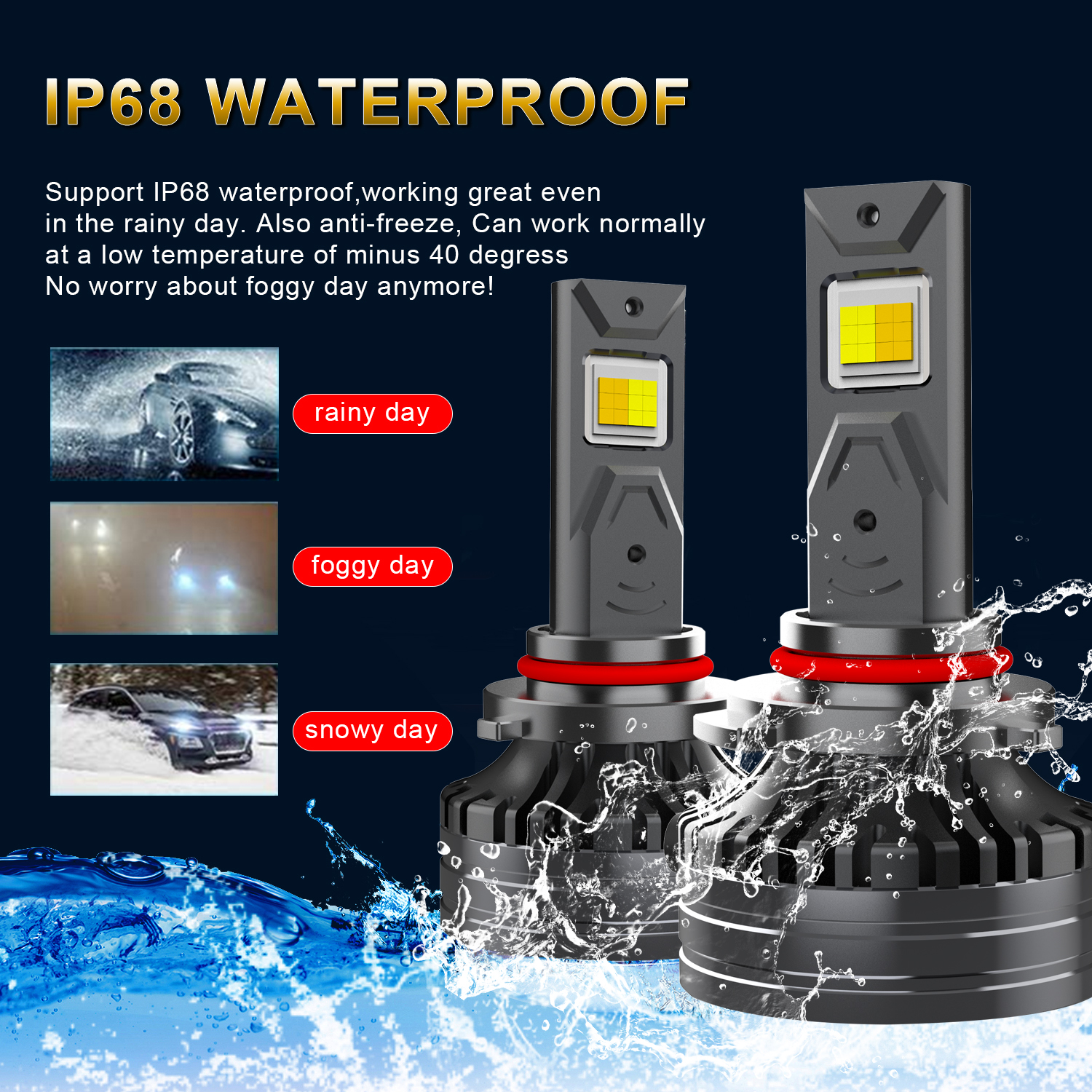 Serie V60 Tricolor | Super Bright 220W 22000LM Bombas de faros LED de automóviles múltiples